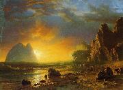 Albert Bierstadt Sunset on the Coast painting